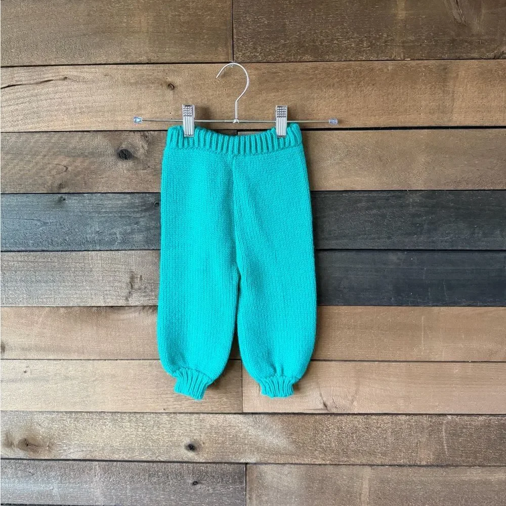 Vintage 80s Stork Club Knit Toddler Set Cream Stripe 12M